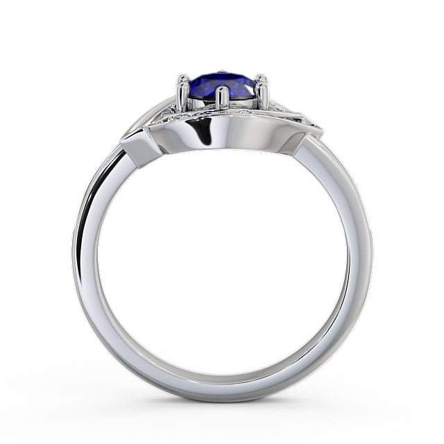 Halo Blue Sapphire and Diamond 0.91ct Ring 18K White Gold - Sileby CL35GEM_WG_BS_UP