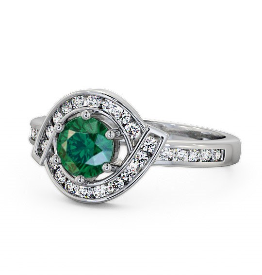  Halo Emerald and Diamond 0.74ct Ring 18K White Gold - Sileby CL35GEM_WG_EM_THUMB2 