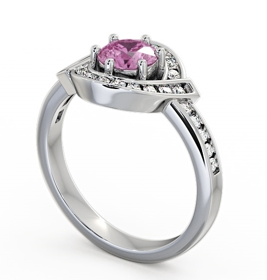 Halo Pink Sapphire and Diamond 0.91ct Ring 18K White Gold CL35GEM_WG_PS_THUMB1