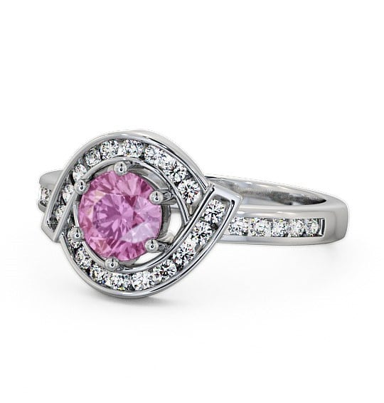  Halo Pink Sapphire and Diamond 0.91ct Ring Palladium - Sileby CL35GEM_WG_PS_THUMB2 