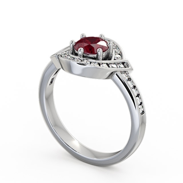 Halo Ruby and Diamond 0.91ct Ring Platinum - Sileby CL35GEM_WG_RU_SIDE