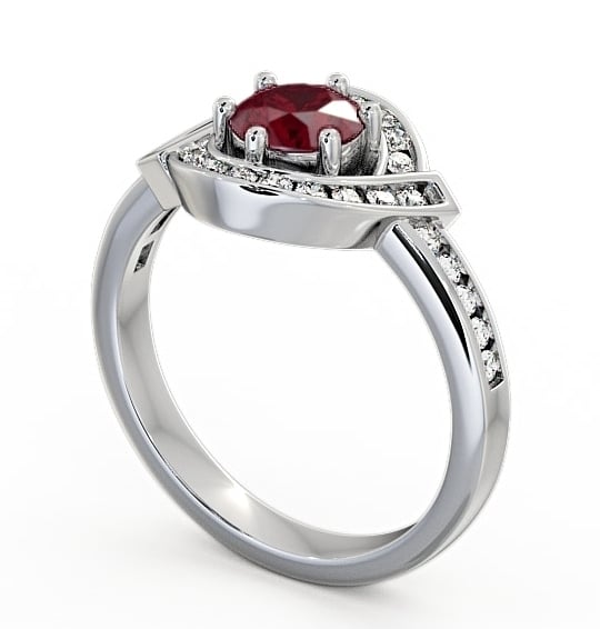  Halo Ruby and Diamond 0.91ct Ring 18K White Gold - Sileby CL35GEM_WG_RU_THUMB1 