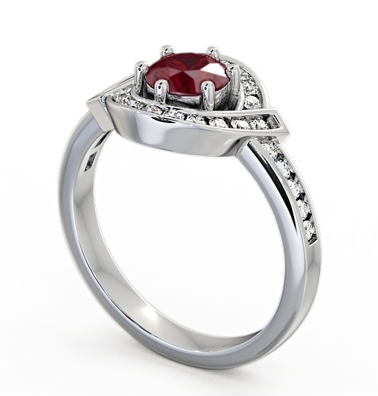 Halo Ruby and Diamond 0.91ct Ring 9K White Gold CL35GEM_WG_RU_THUMB1