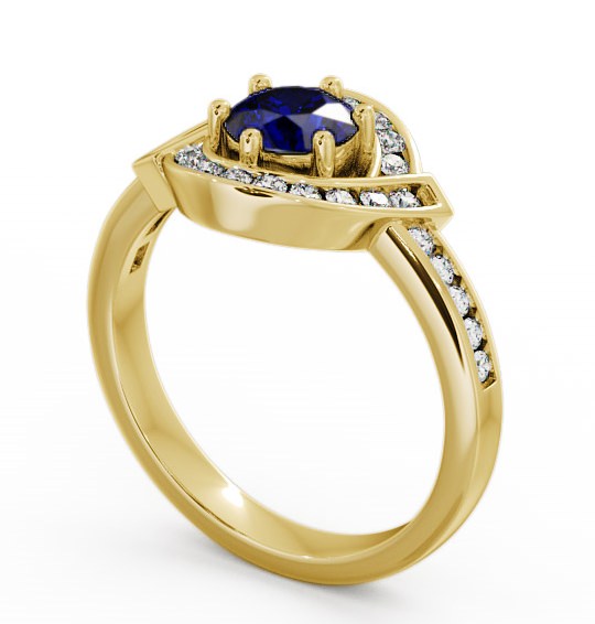 Halo Blue Sapphire and Diamond 0.91ct Ring 9K Yellow Gold CL35GEM_YG_BS_THUMB1