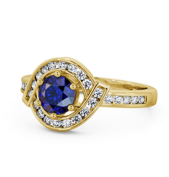  Halo Blue Sapphire and Diamond 0.91ct Ring 9K Yellow Gold - Sileby CL35GEM_YG_BS_THUMB2 