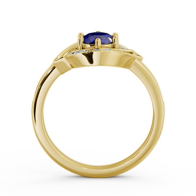 Halo Blue Sapphire and Diamond 0.91ct Ring 9K Yellow Gold - Sileby CL35GEM_YG_BS_UP