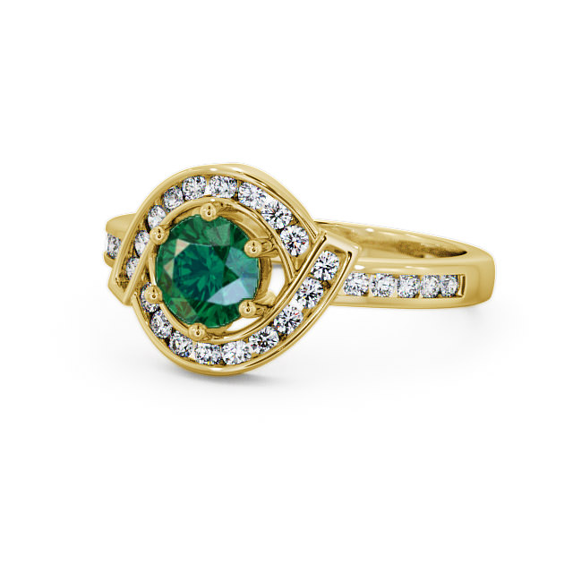 Halo Emerald and Diamond 0.74ct Ring 9K Yellow Gold - Sileby CL35GEM_YG_EM_FLAT