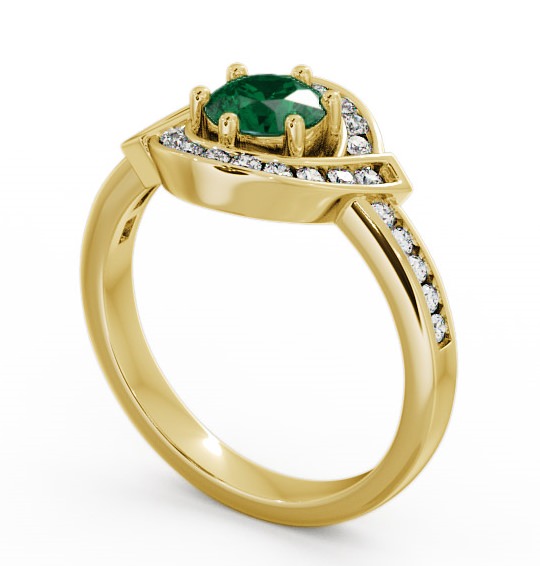  Halo Emerald and Diamond 0.74ct Ring 18K Yellow Gold - Sileby CL35GEM_YG_EM_THUMB1 