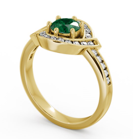 Halo Emerald and Diamond 0.74ct Ring 9K Yellow Gold CL35GEM_YG_EM_THUMB1