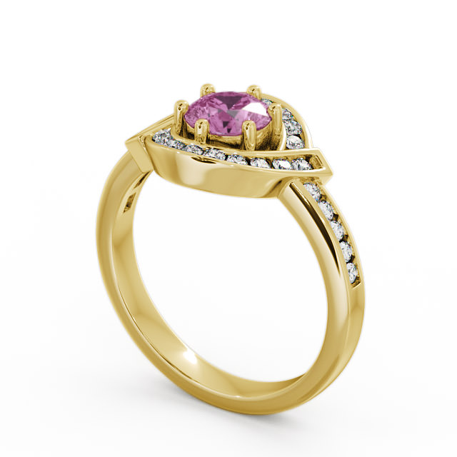 Halo Pink Sapphire and Diamond 0.91ct Ring 9K Yellow Gold - Sileby CL35GEM_YG_PS_SIDE