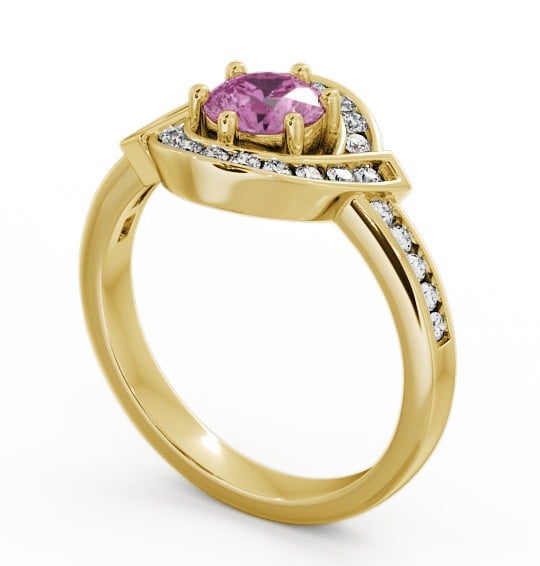  Halo Pink Sapphire and Diamond 0.91ct Ring 18K Yellow Gold - Sileby CL35GEM_YG_PS_THUMB1 