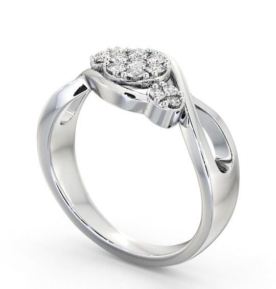 Cluster Round Diamond 0.20ct Offset Design Ring 18K White Gold CL37_WG_THUMB1