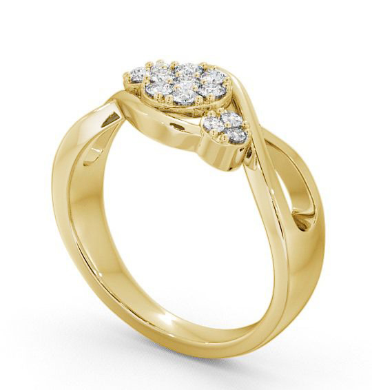 Cluster Round Diamond 0.20ct Offset Design Ring 9K Yellow Gold CL37_YG_THUMB1
