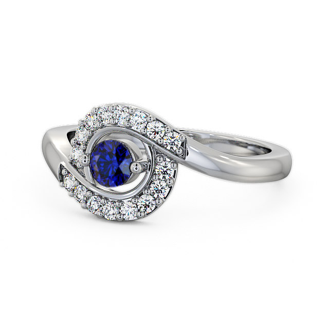 Cluster Blue Sapphire and Diamond 0.36ct Ring 18K White Gold - Calder CL38GEM_WG_BS_FLAT