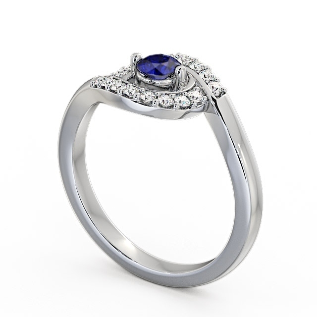 Cluster Blue Sapphire and Diamond 0.36ct Ring Palladium - Calder CL38GEM_WG_BS_SIDE