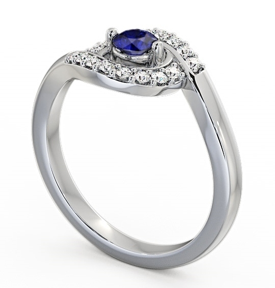  Cluster Blue Sapphire and Diamond 0.36ct Ring 9K White Gold - Calder CL38GEM_WG_BS_THUMB1 