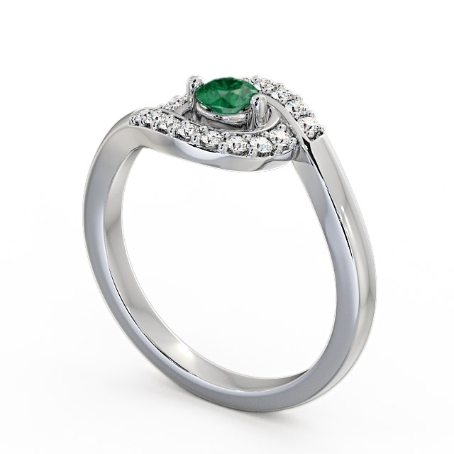 Cluster Emerald and Diamond 0.33ct Ring 9K White Gold - Calder CL38GEM_WG_EM_SIDE
