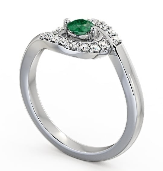  Cluster Emerald and Diamond 0.33ct Ring 18K White Gold - Calder CL38GEM_WG_EM_THUMB1 
