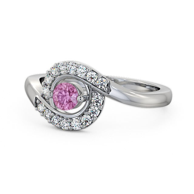 Cluster Pink Sapphire and Diamond 0.36ct Ring 18K White Gold - Calder CL38GEM_WG_PS_FLAT