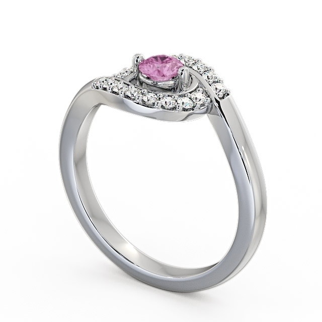 Cluster Pink Sapphire and Diamond 0.36ct Ring 18K White Gold - Calder