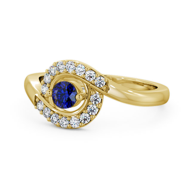 Cluster Blue Sapphire and Diamond 0.36ct Ring 9K Yellow Gold - Calder CL38GEM_YG_BS_FLAT