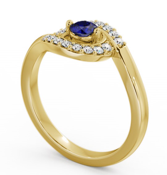 Cluster Blue Sapphire and Diamond 0.36ct Ring 9K Yellow Gold CL38GEM_YG_BS_THUMB1