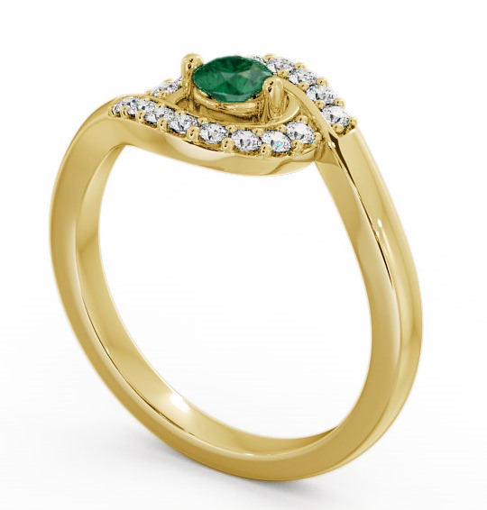  Cluster Emerald and Diamond 0.33ct Ring 18K Yellow Gold - Calder CL38GEM_YG_EM_THUMB1 