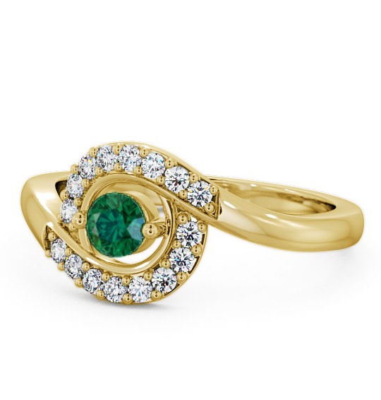  Cluster Emerald and Diamond 0.33ct Ring 9K Yellow Gold - Calder CL38GEM_YG_EM_THUMB2 