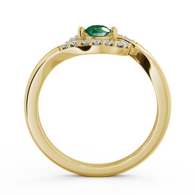 Cluster Emerald and Diamond 0.33ct Ring 9K Yellow Gold - Calder CL38GEM_YG_EM_UP