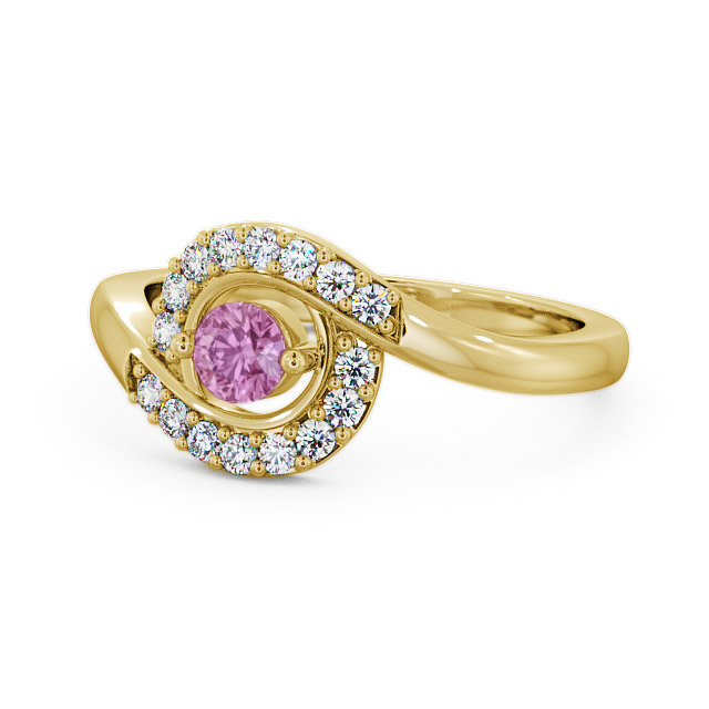 Cluster Pink Sapphire and Diamond 0.36ct Ring 9K Yellow Gold - Calder CL38GEM_YG_PS_FLAT