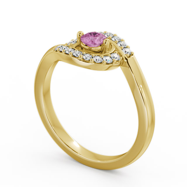 Cluster Pink Sapphire and Diamond 0.36ct Ring 18K Yellow Gold - Calder CL38GEM_YG_PS_SIDE