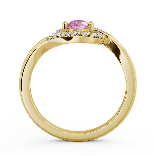 Cluster Pink Sapphire and Diamond 0.36ct Ring 18K Yellow Gold - Calder CL38GEM_YG_PS_UP