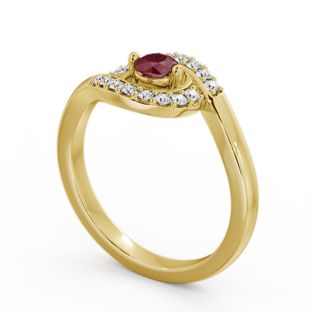 Cluster Ruby and Diamond 0.36ct Ring 9K Yellow Gold - Calder