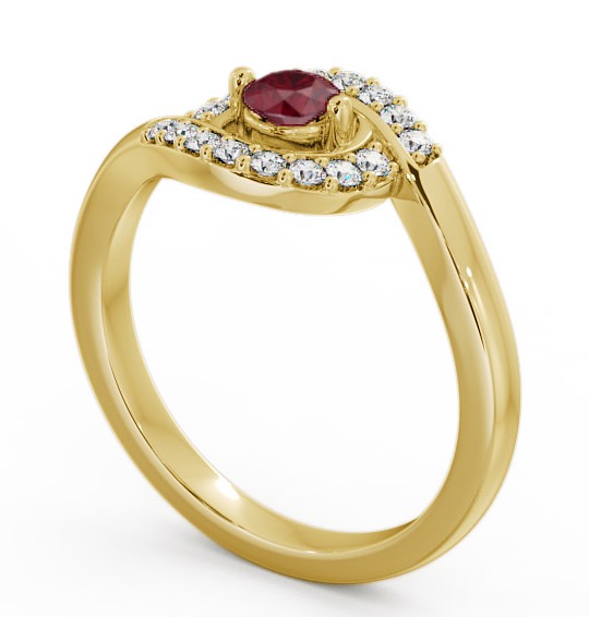 Cluster Ruby and Diamond 0.36ct Ring 9K Yellow Gold CL38GEM_YG_RU_THUMB1