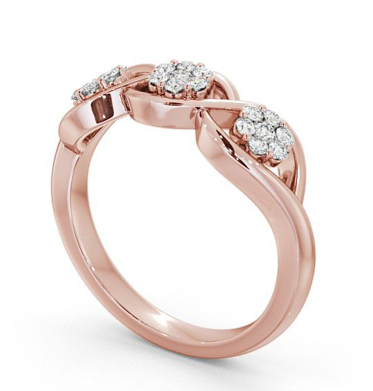 Cluster Round Diamond 0.25ct Trilogy Design Ring 9K Rose Gold CL40_RG_THUMB1