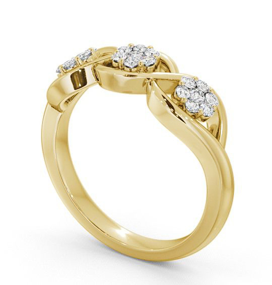 Cluster Round Diamond 0.25ct Trilogy Design Ring 18K Yellow Gold CL40_YG_THUMB1