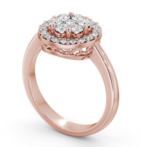 Cluster Round Diamond 0.58ct Halo Style Ring 18K Rose Gold CL41_RG_THUMB1