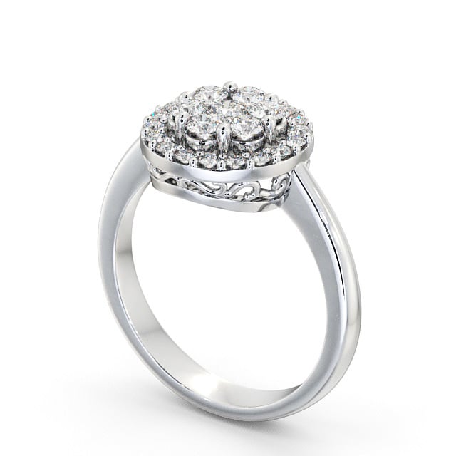 Cluster Round Diamond 0.58ct Ring Platinum - Anmore CL41_WG_SIDE