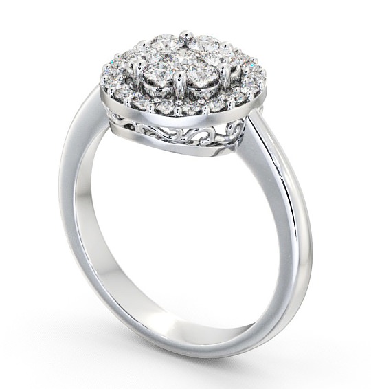 Cluster Round Diamond 0.58ct Halo Style Ring Platinum CL41_WG_THUMB1 