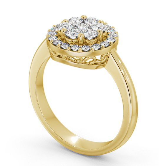 Cluster Round Diamond 0.58ct Halo Style Ring 9K Yellow Gold CL41_YG_THUMB1