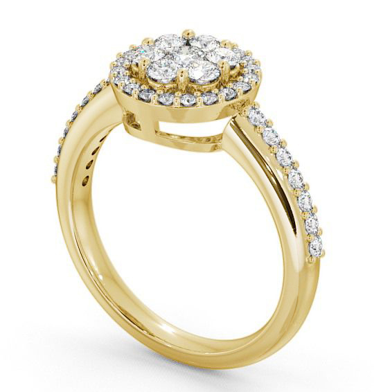 Cluster Diamond Halo Style Ring 18K Yellow Gold CL43_YG_THUMB1