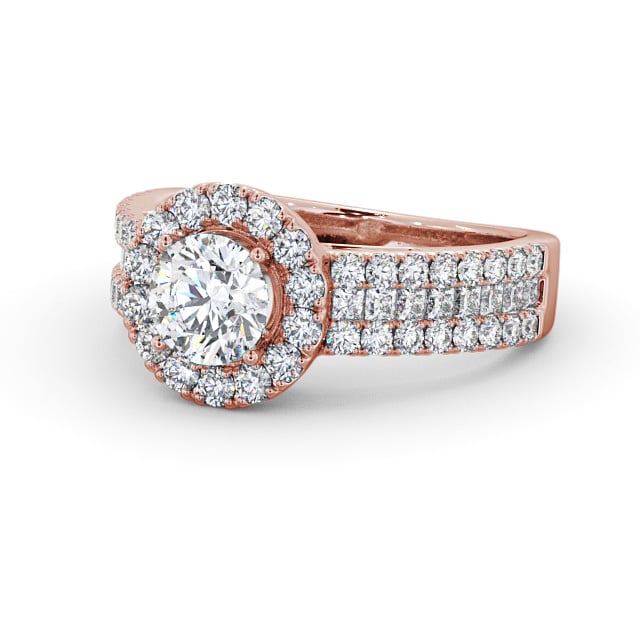 Halo Round Diamond Engagement Ring 9K Rose Gold - Swaithe CL48_RG_FLAT