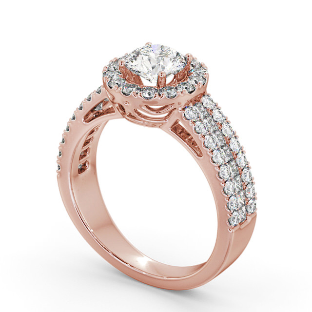 Halo Round Diamond Engagement Ring 9K Rose Gold - Swaithe CL48_RG_SIDE