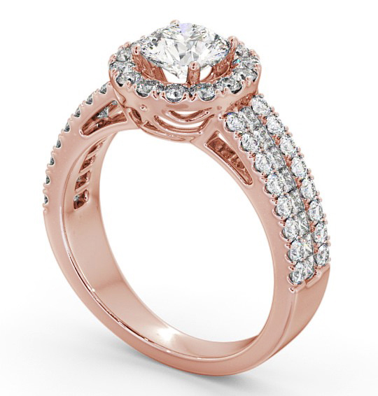 Halo Round Diamond Glamorous Engagement Ring 18K Rose Gold CL48_RG_THUMB1