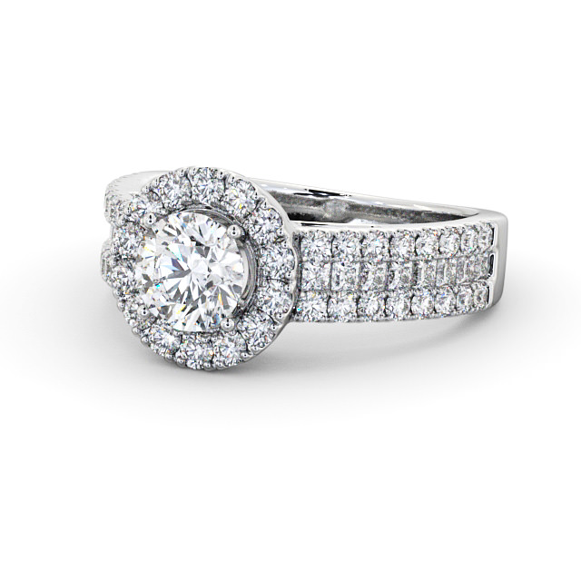 Halo Round Diamond Engagement Ring 18K White Gold - Swaithe CL48_WG_FLAT