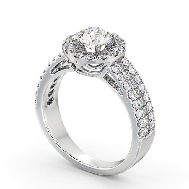 Halo Round Diamond Engagement Ring 9K White Gold - Swaithe CL48_WG_SIDE