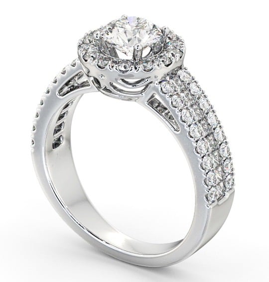 Halo Round Diamond Glamorous Engagement Ring 9K White Gold CL48_WG_THUMB1 