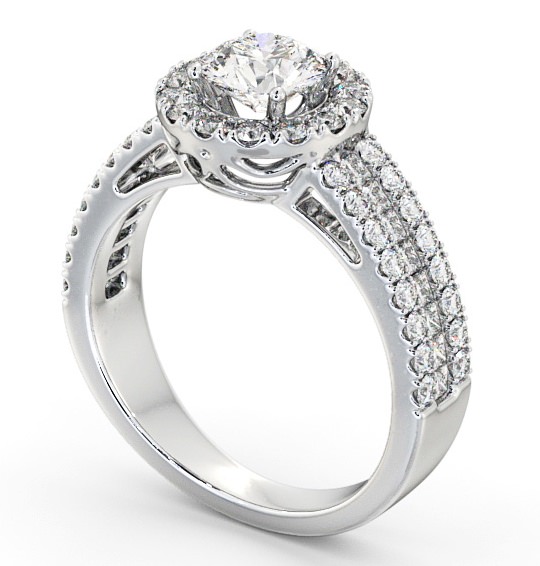 Halo Round Diamond Glamorous Engagement Ring Palladium CL48_WG_THUMB1