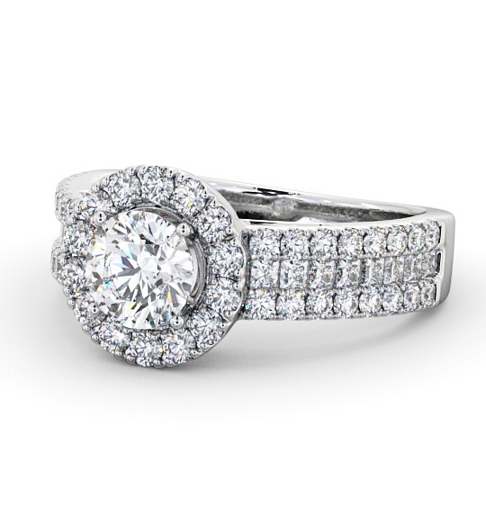 Halo Round Diamond Glamorous Engagement Ring 18K White Gold CL48_WG_THUMB2 