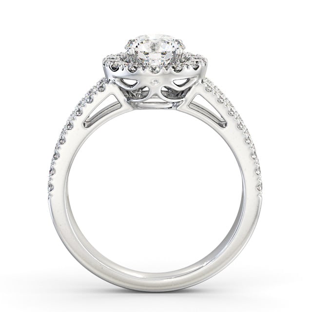 Halo Round Diamond Engagement Ring 18K White Gold - Swaithe CL48_WG_UP